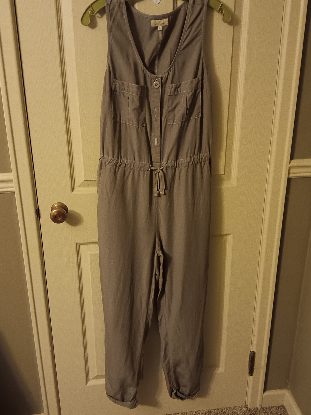 Thread & Supply Olive Green Sleeveless Drawstring Jumpsuit
